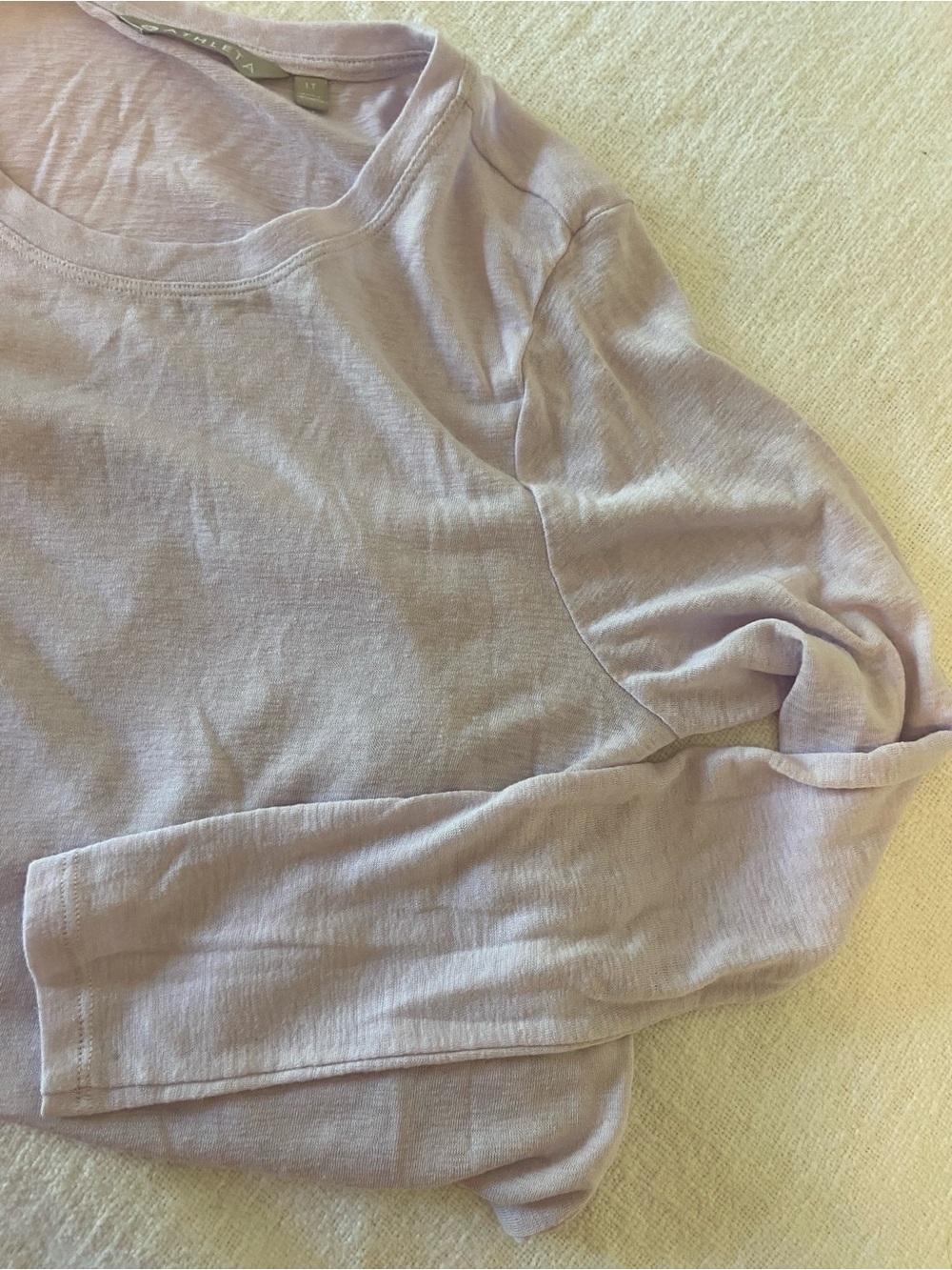 Athleta Lavender Crew Neck Long-sleeve Sheer Women’s Large Tall - Used - Picture 7 of 10
